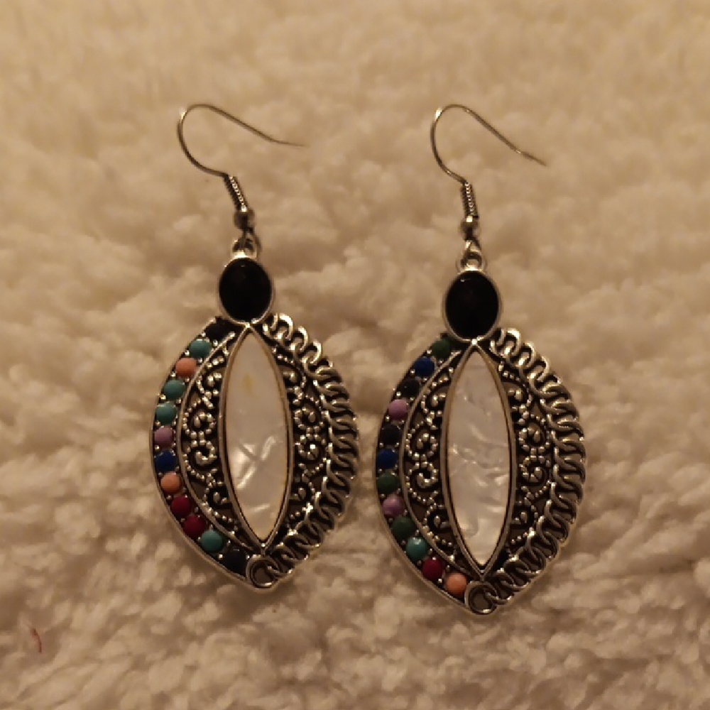 Multicolor Silver Dangle Earrings
